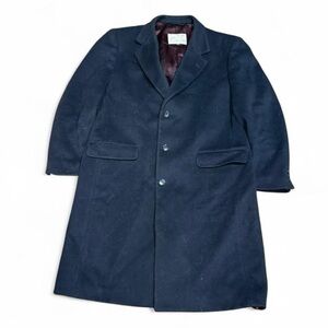 Vintage Lanificio Vallombrosa Moores Navy Wool Cashmere Trench Overcoat